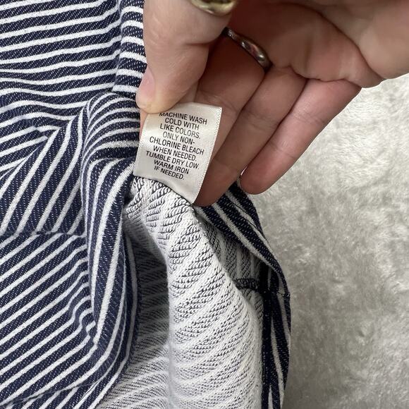 Knit Shirt Womens Sz L Blue White Striped Nautical 3/4 Sleeves - Picture 8 of 10
